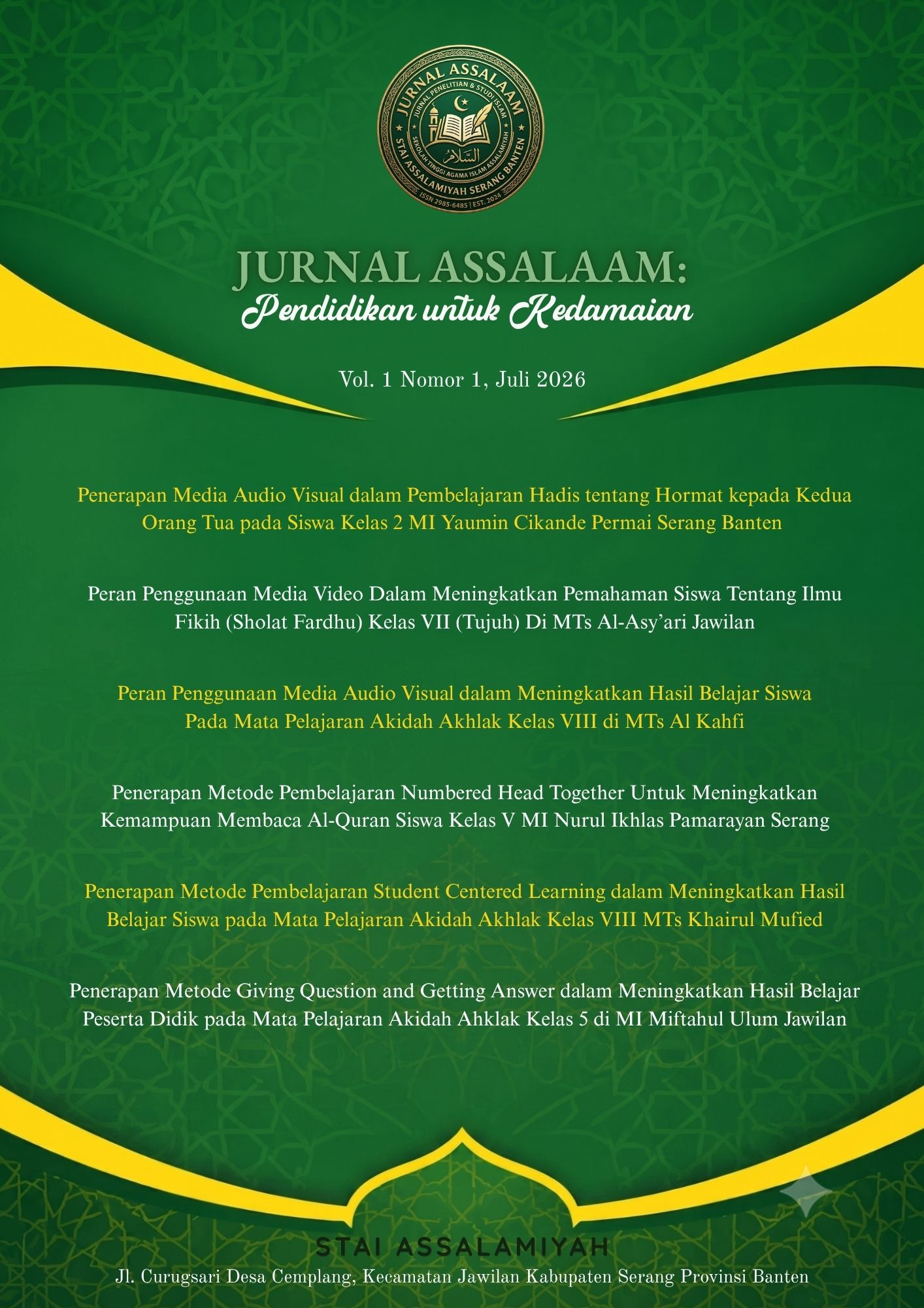 					View Vol. 1 No. 1 (2026): Guru harus Menjadi Teladan
				